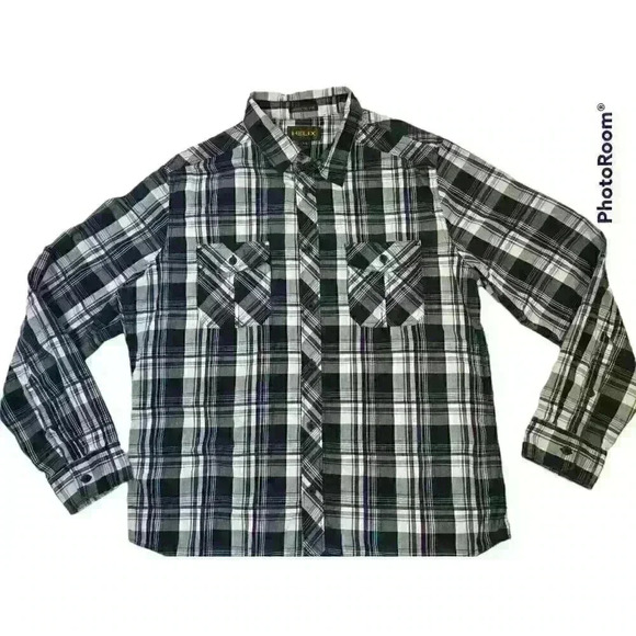 Helix Athletic Fit Mens Shirt XL Plaid Purple Black - Picture 1 of 7